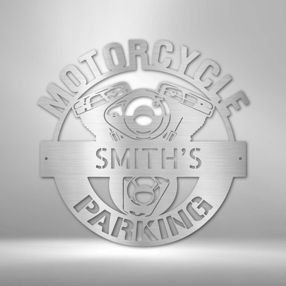 Motorcycle Parking Personalized - Steel Sign - Throttle Society